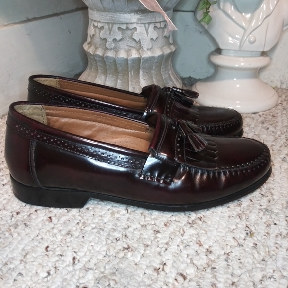 Bass Grammer Burgundy Patent Leather Tassel Kiltie Loafers - Picture 11 of 11